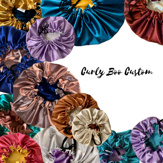 Curly Boo Custom Drawstring Satin Bonnets - Curly Boo