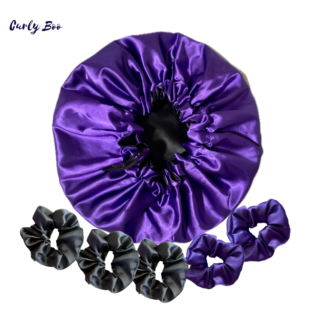 Satin Bonnet & Satin Scrunchies Bundle - Curly Boo