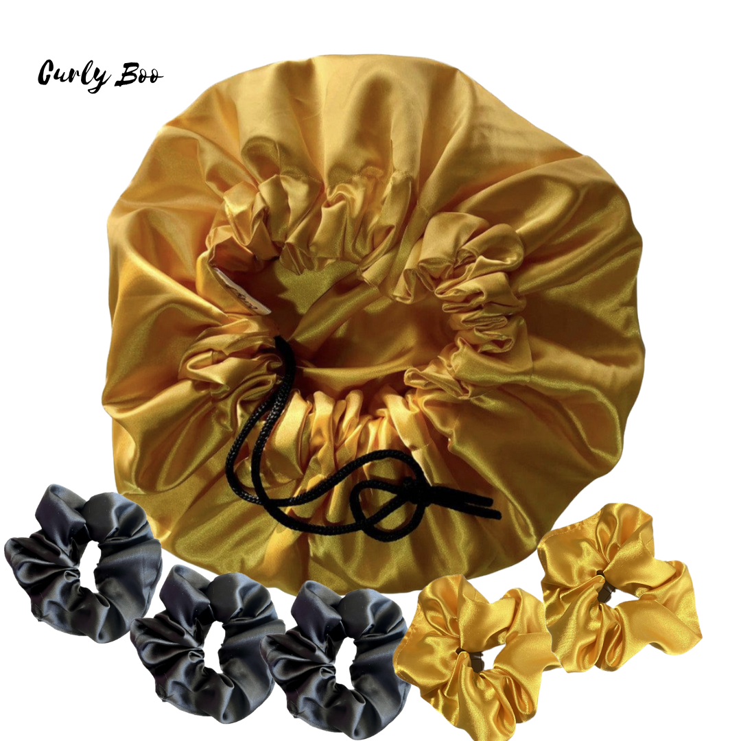 Satin Bonnet & Satin Scrunchies Bundle - Curly Boo