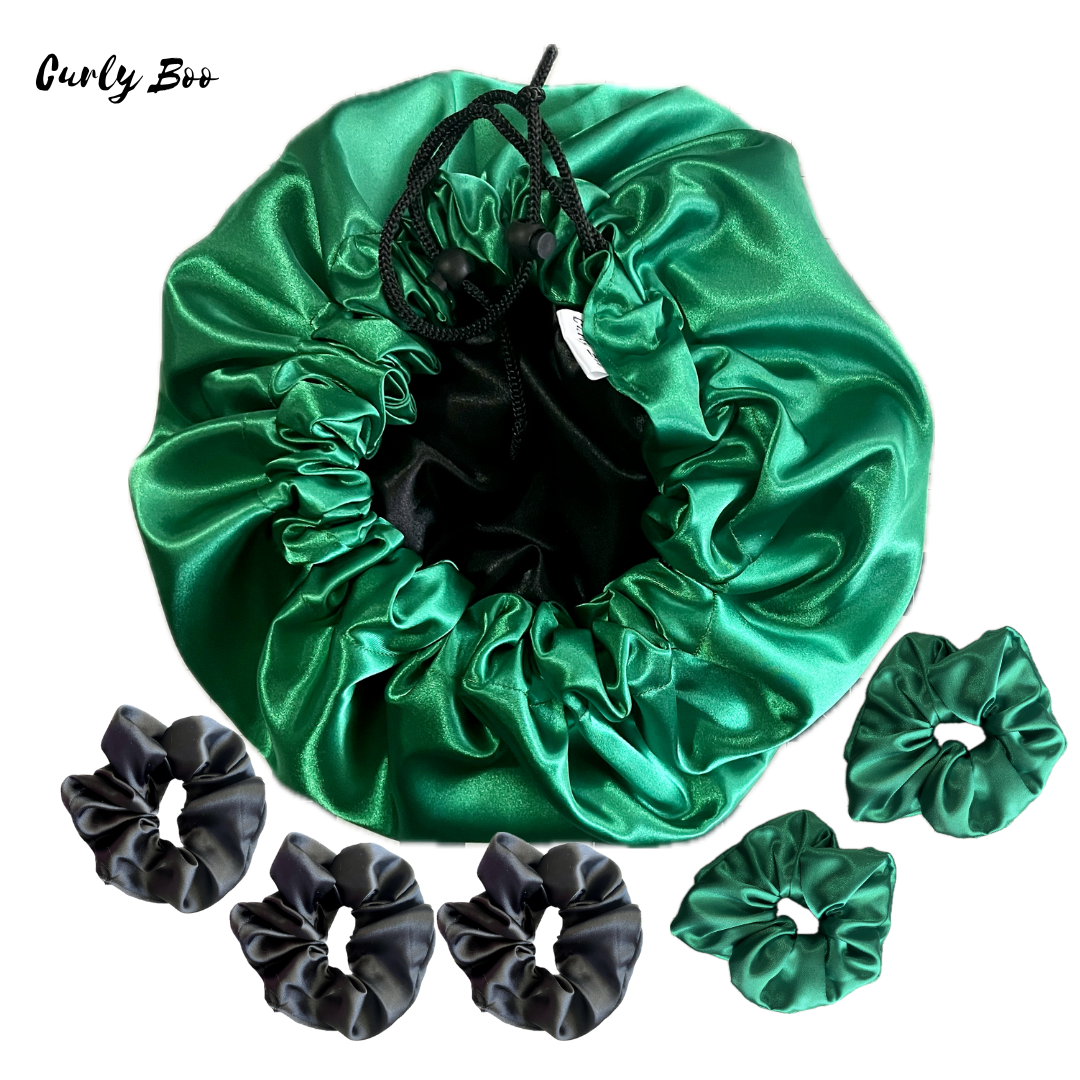 Satin Bonnet & Satin Scrunchies Bundle - Curly Boo