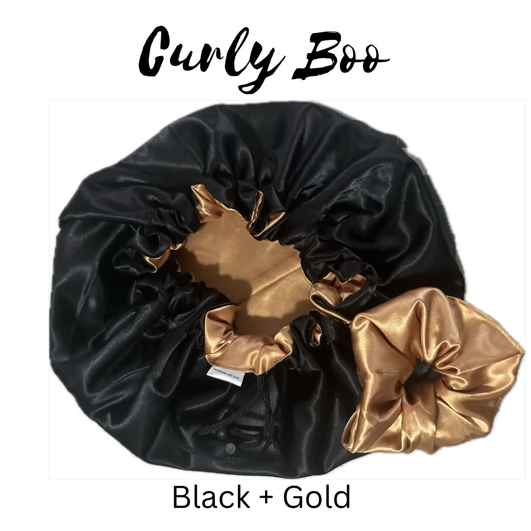 Curly Boo Custom Drawstring Satin Bonnet - Curly Boo
