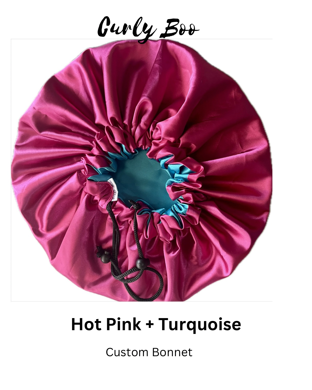 Curly Boo Custom Drawstring Satin Bonnet - Curly Boo
