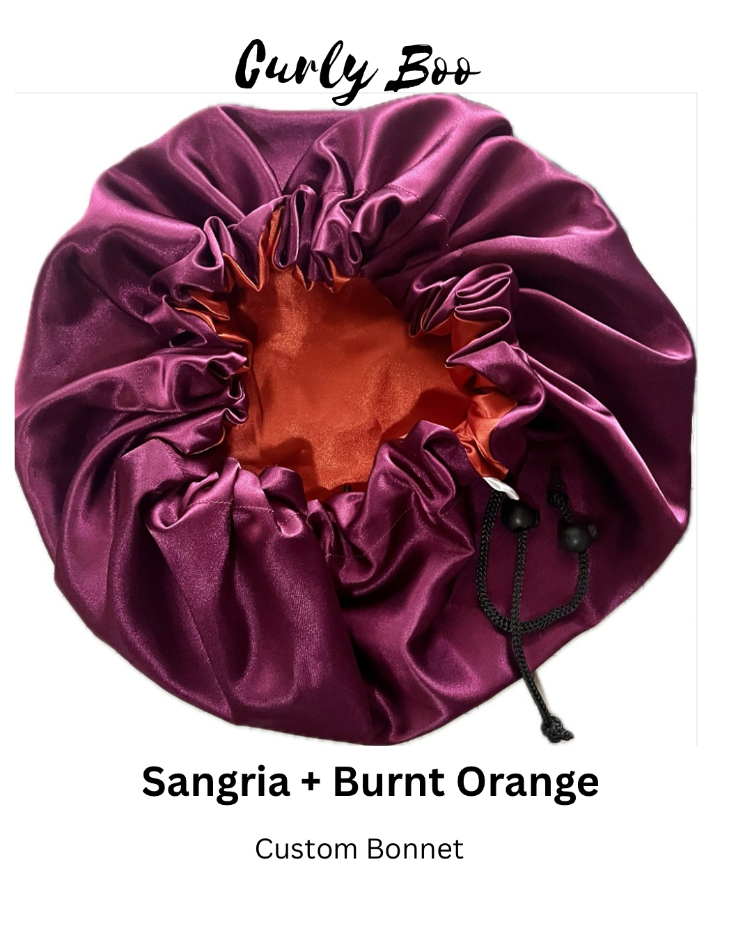 Curly Boo Custom Drawstring Satin Bonnet - Curly Boo