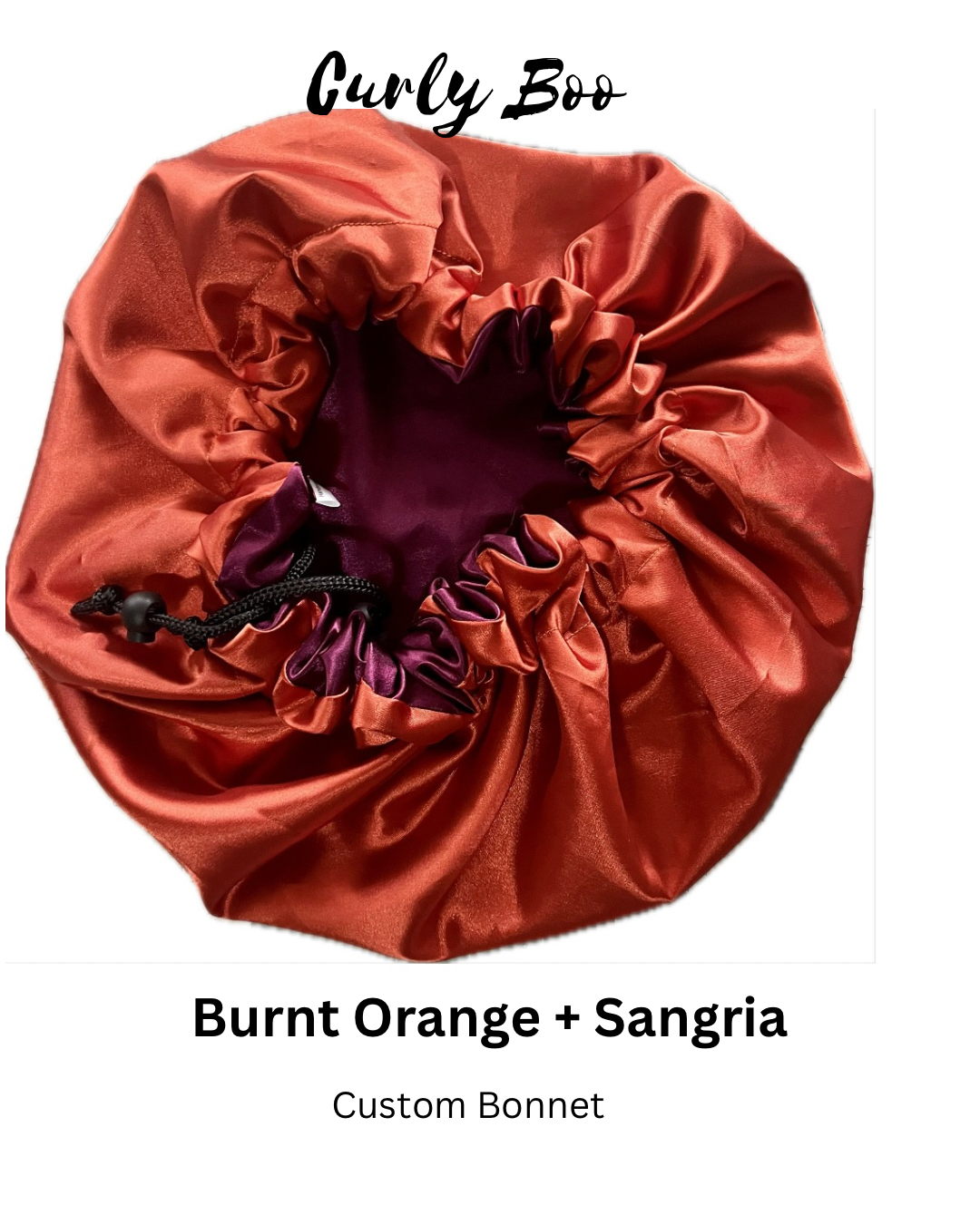 Curly Boo Custom Drawstring Satin Bonnet - Curly Boo