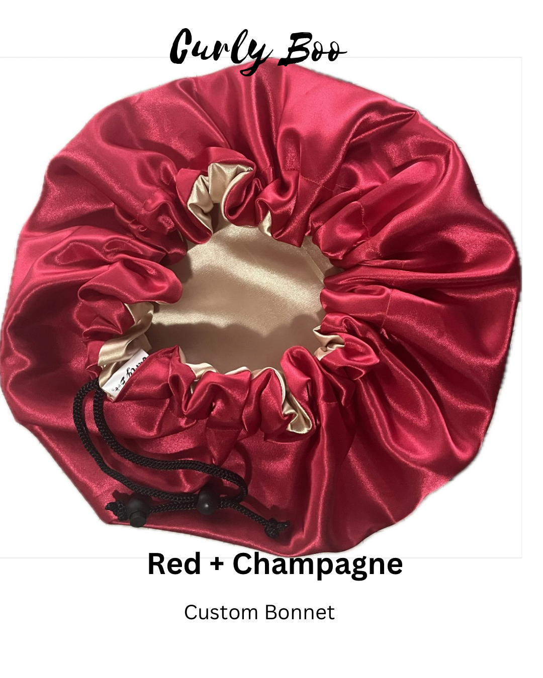Curly Boo Custom Drawstring Satin Bonnet - Curly Boo