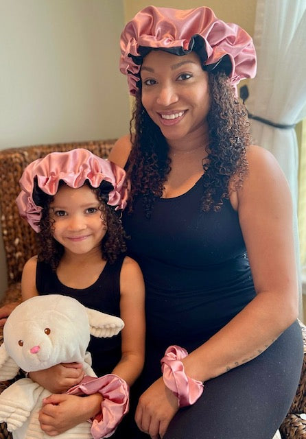 Curly Boo Mommy and Me Matching Satin Bonnets