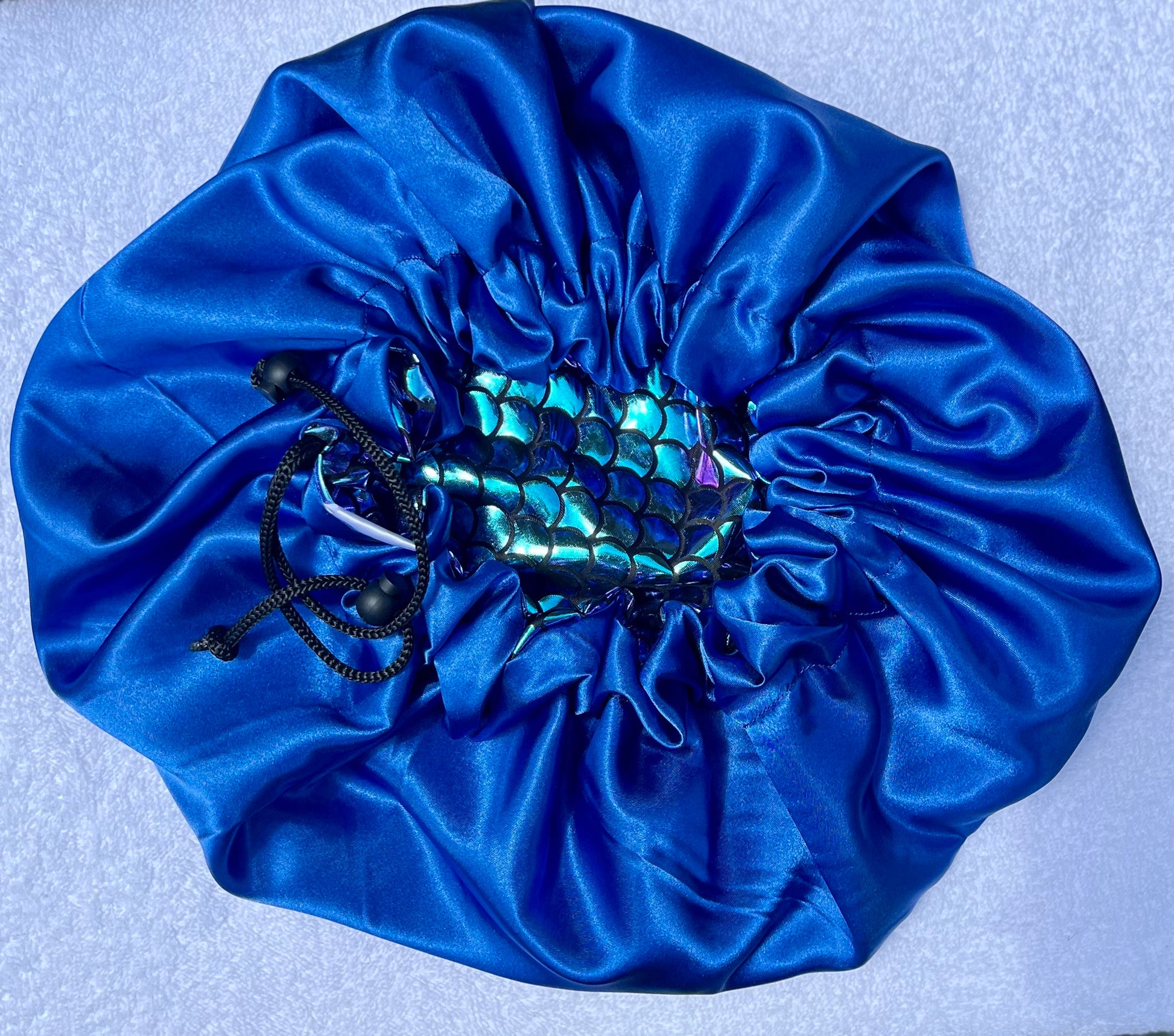 Mermaid Print Satin Hair Bonnet Collection-Adjustable Sleep Bonnets for Curly & Natural Hair - Curly Boo