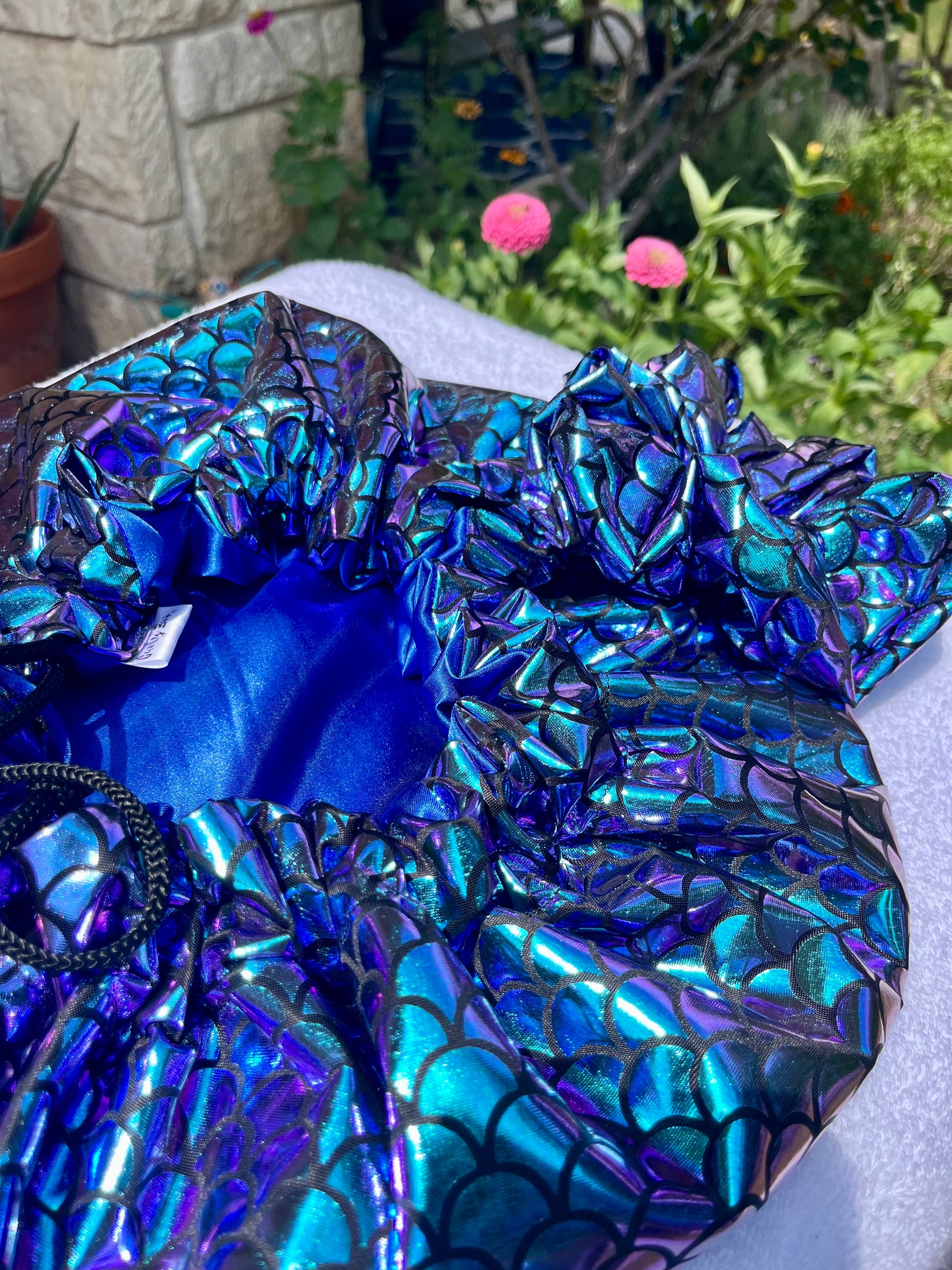 Mermaid Print Satin Hair Bonnet Collection-Adjustable Sleep Bonnets for Curly & Natural Hair - Curly Boo