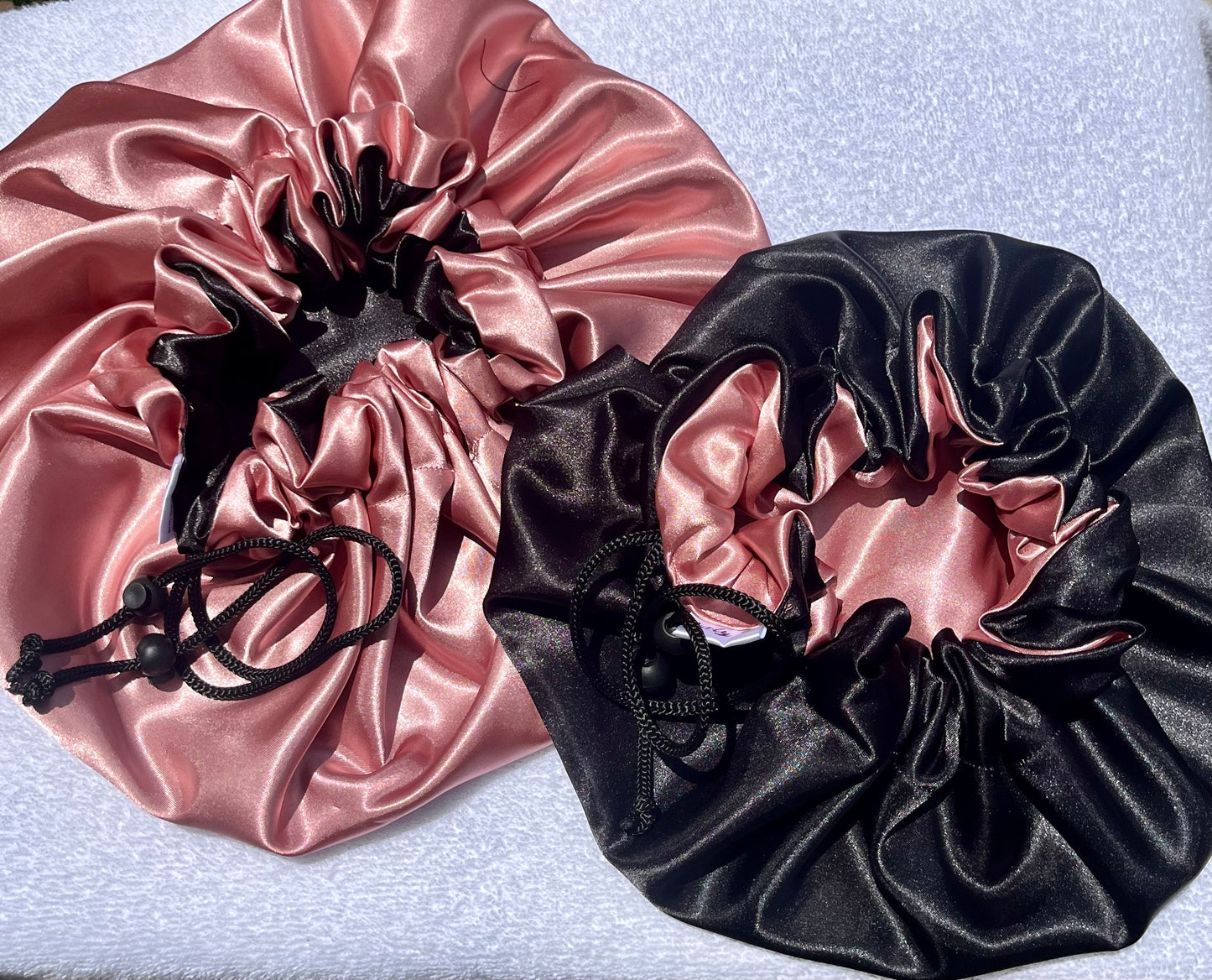 Mommy and Me Matching Satin Bonnets- Adjustable Satin Sleep Caps for Curly & Natural Hair - Curly Boo