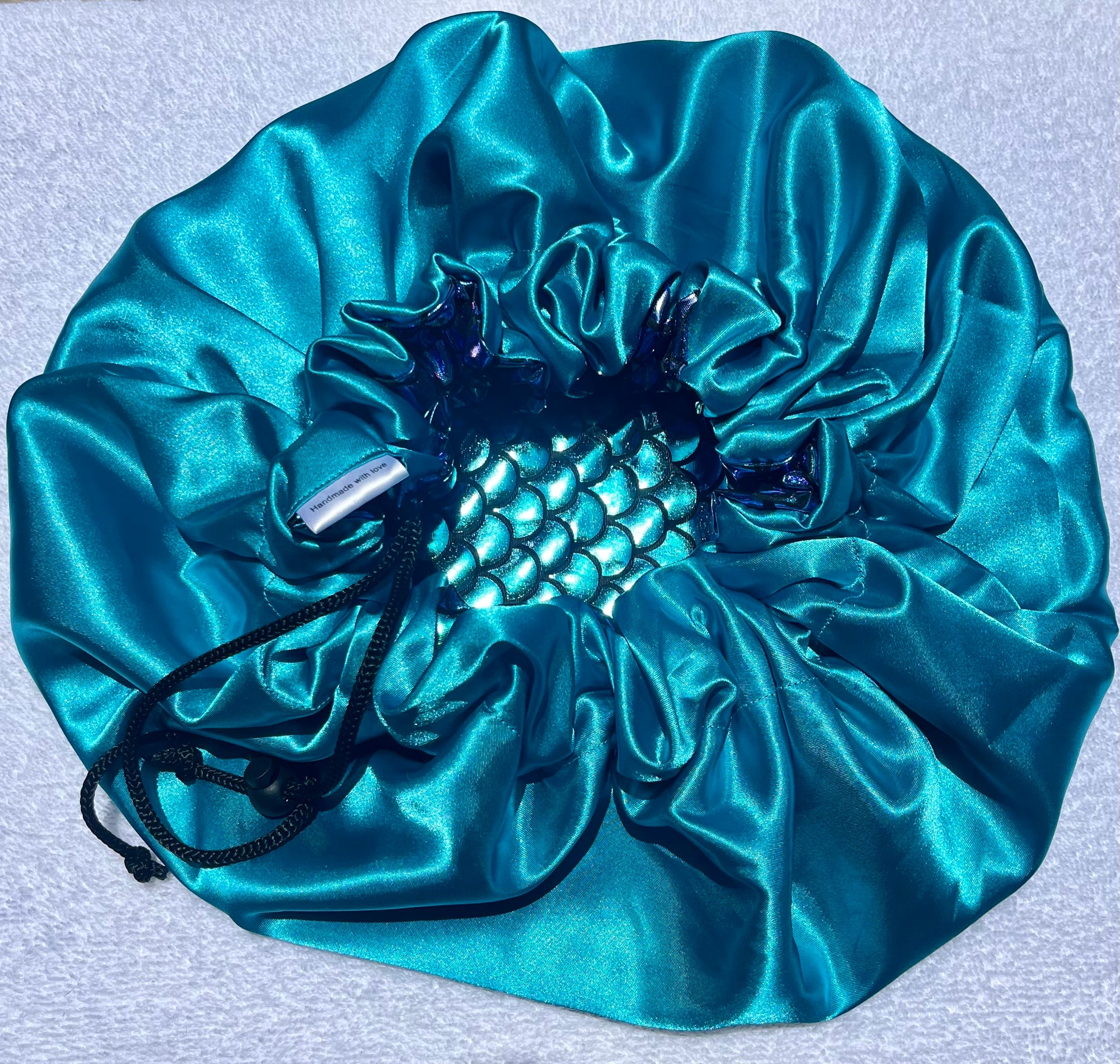 Mermaid Print Satin Hair Bonnet Collection-Adjustable Sleep Bonnets for Curly & Natural Hair - Curly Boo
