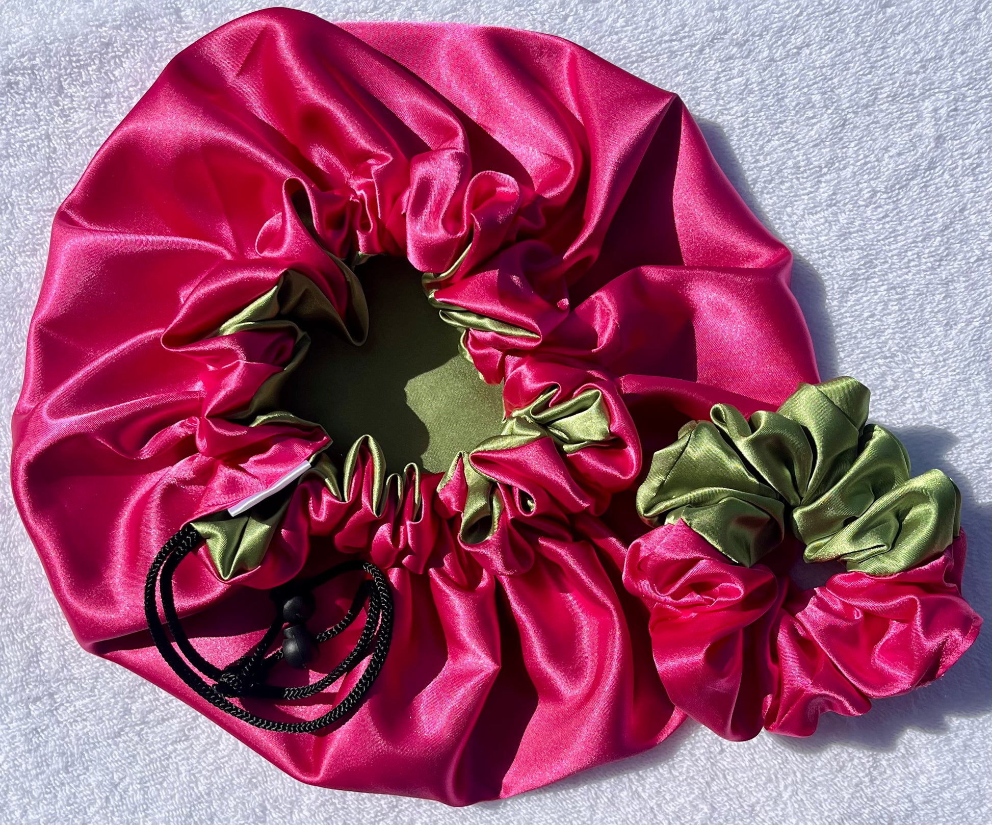 Custom Adjustable Satin Bonnet- Handmade Drawstring Sleep Cap for Curly & Natural Hair by Curly Boo - Curly Boo