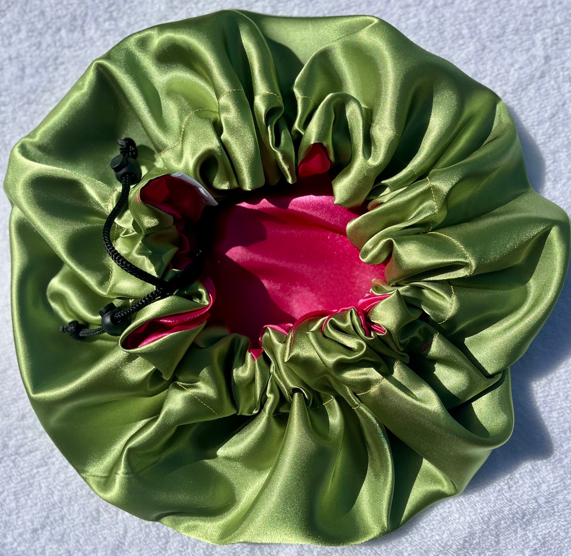 Custom Adjustable Satin Bonnet- Handmade Drawstring Sleep Cap for Curly & Natural Hair by Curly Boo - Curly Boo