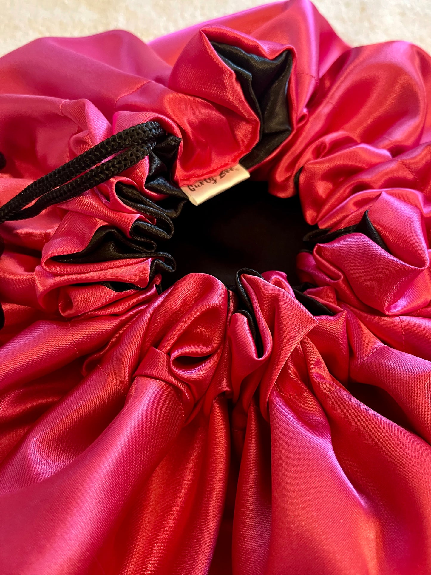 Curly Boo Satin Bonnet - Adjustable Satin Sleep Cap for Curly and Natural Hair