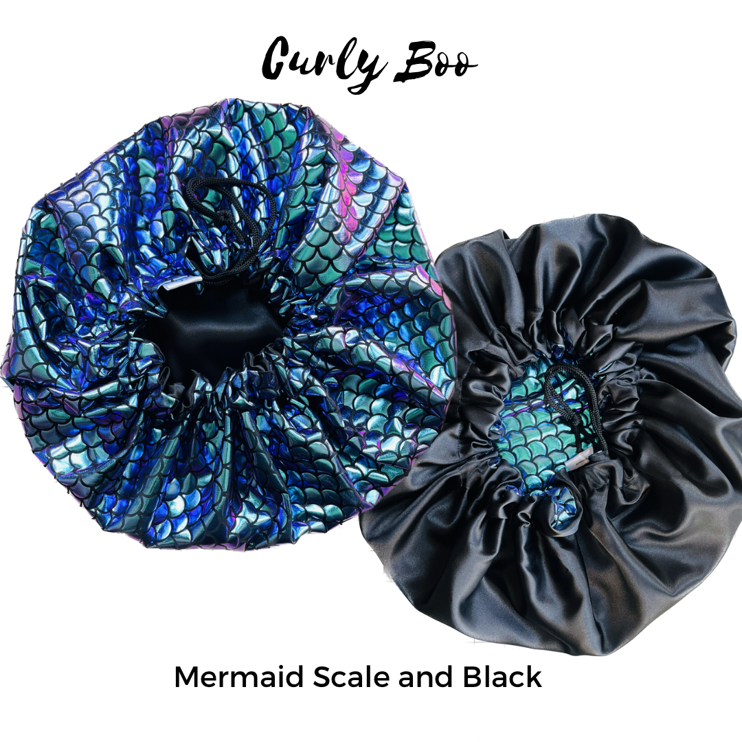 Curly Boo Custom Drawstring Satin Bonnet