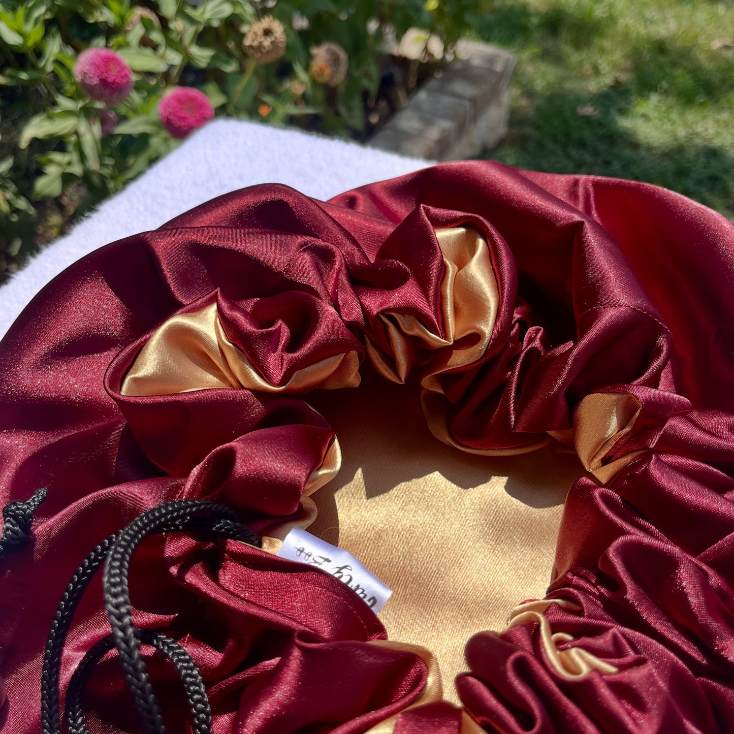 Curly Boo Satin Bonnet - Adjustable Satin Sleep Cap for Curly and Natural Hair