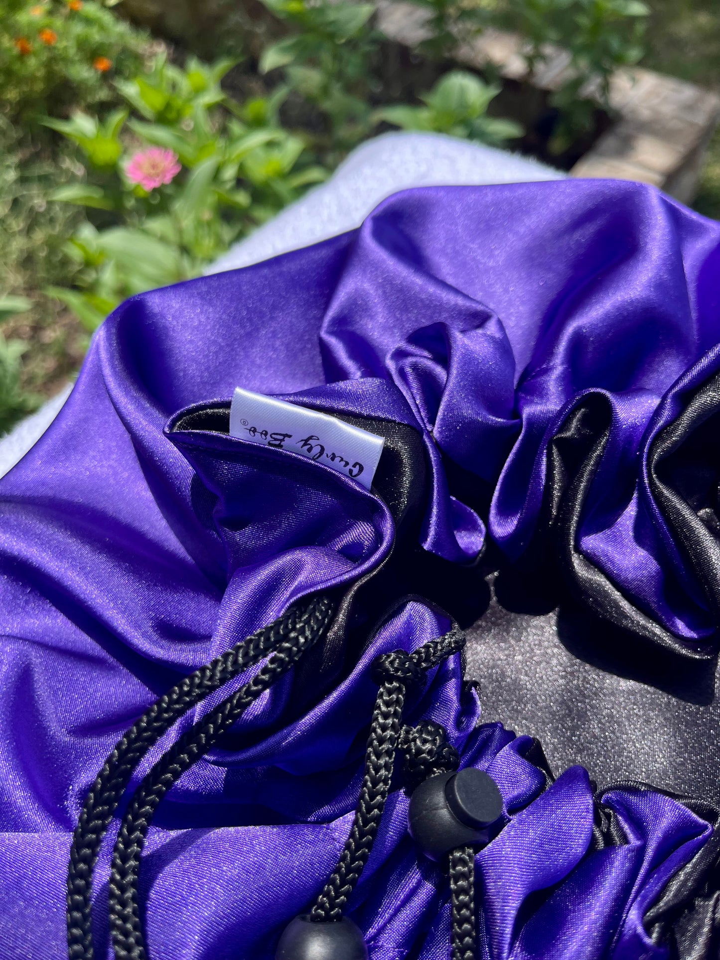 Curly Boo Satin Bonnet - Adjustable Satin Sleep Cap for Curly and Natural Hair