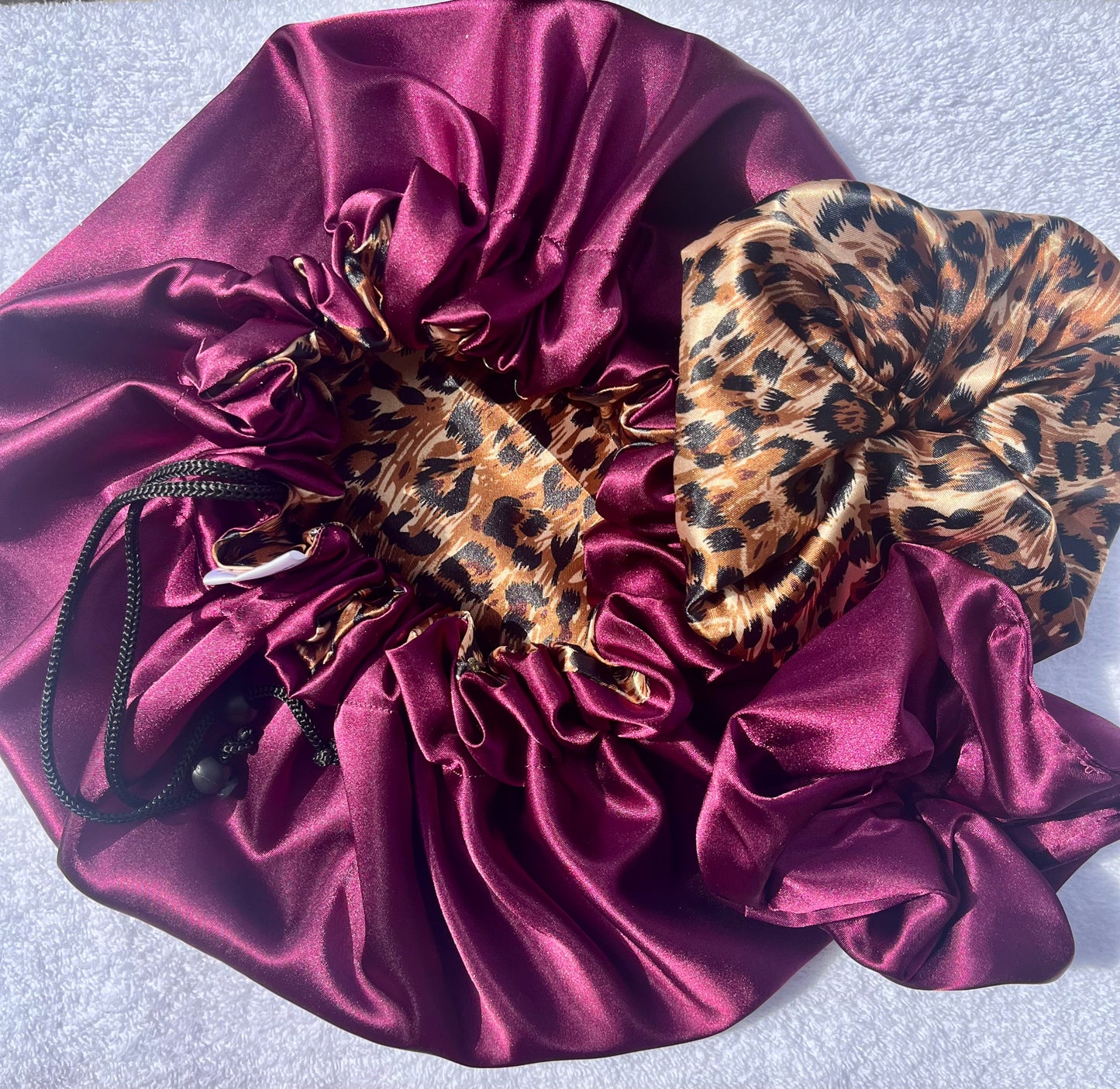 Custom Adjustable Satin Bonnet- Handmade Drawstring Sleep Cap for Curly & Natural Hair by Curly Boo - Curly Boo
