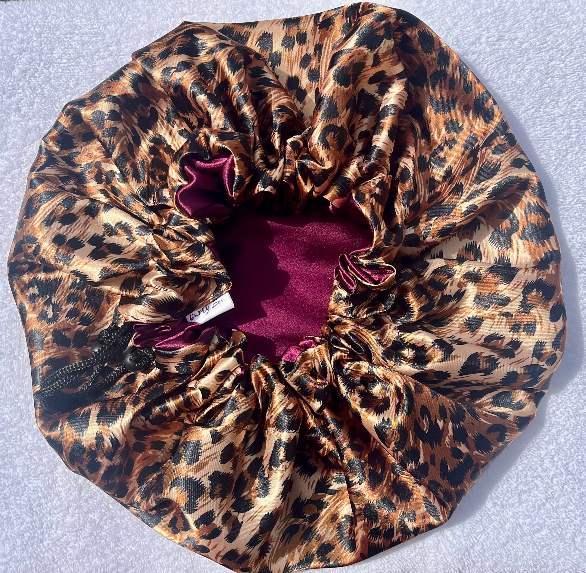 Custom Adjustable Satin Bonnet- Handmade Drawstring Sleep Cap for Curly & Natural Hair by Curly Boo - Curly Boo