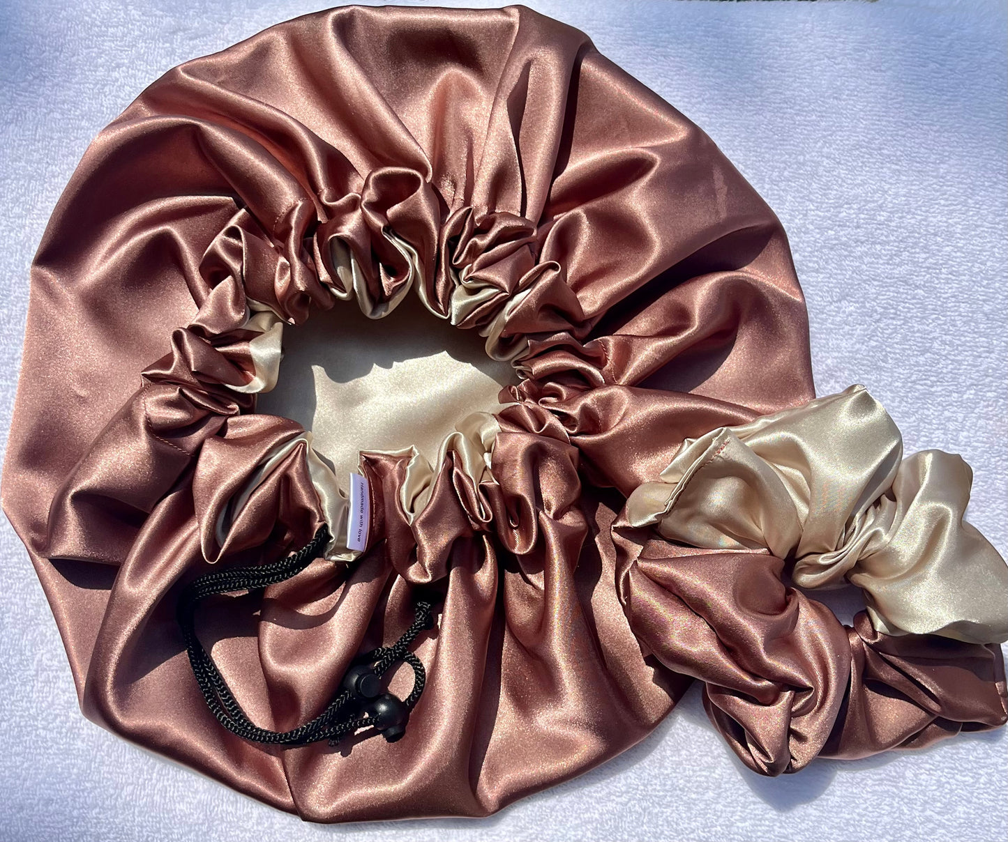 Custom Adjustable Satin Bonnet- Handmade Drawstring Sleep Cap for Curly & Natural Hair by Curly Boo