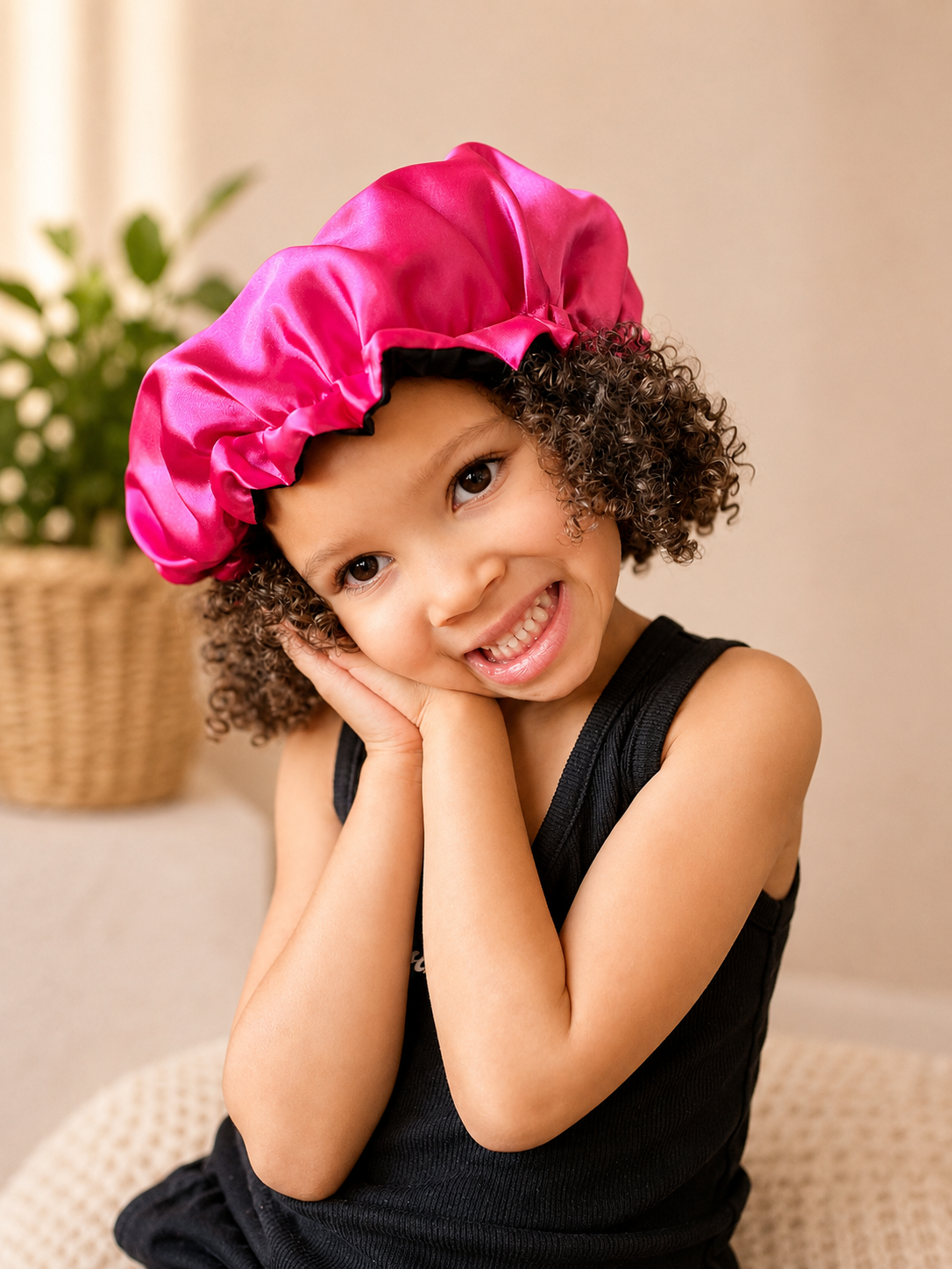 Curly Boo Child Satin Bonnet – Adjustable Satin Sleep Cap for Kids with Curly & Natural Hair