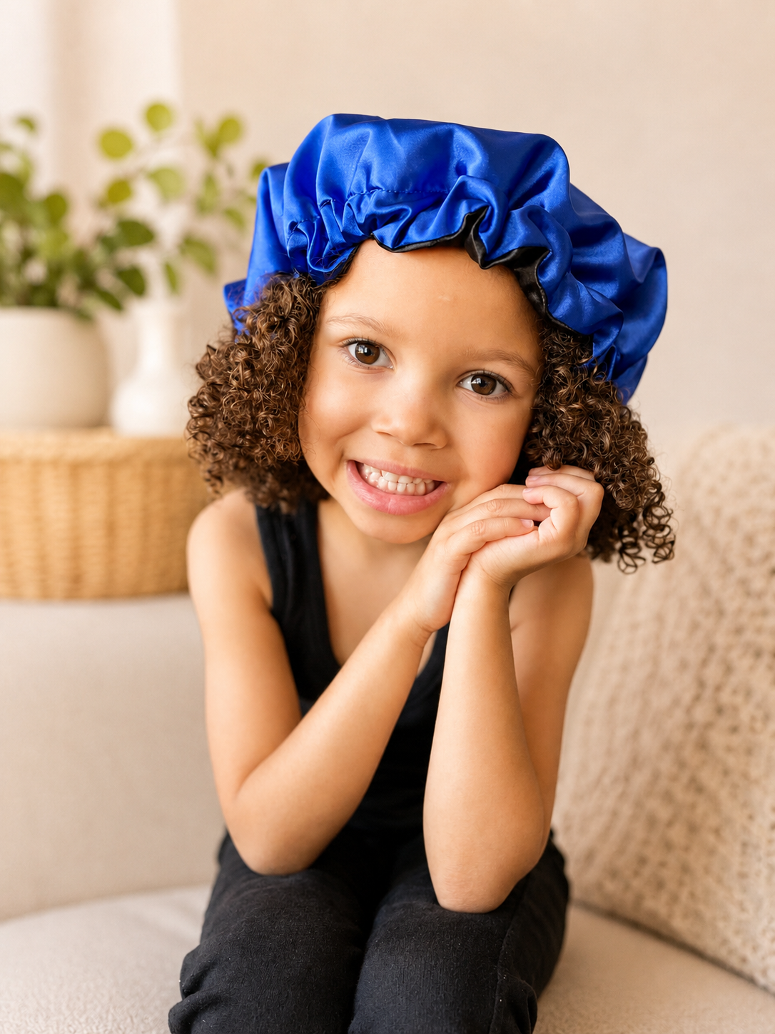 Curly Boo Child Satin Bonnet – Adjustable Satin Sleep Cap for Kids with Curly & Natural Hair