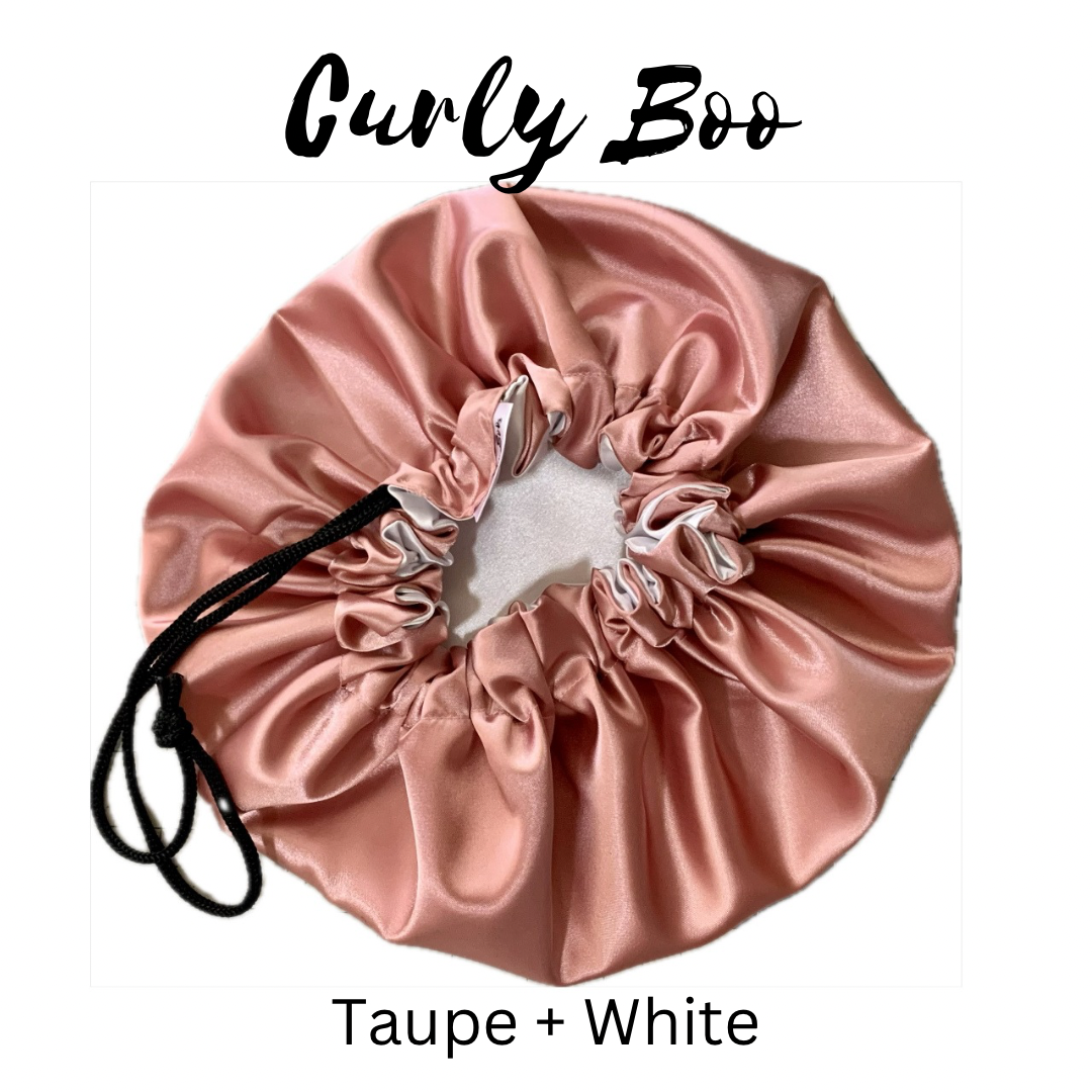 Curly Boo Custom Drawstring Satin Bonnet