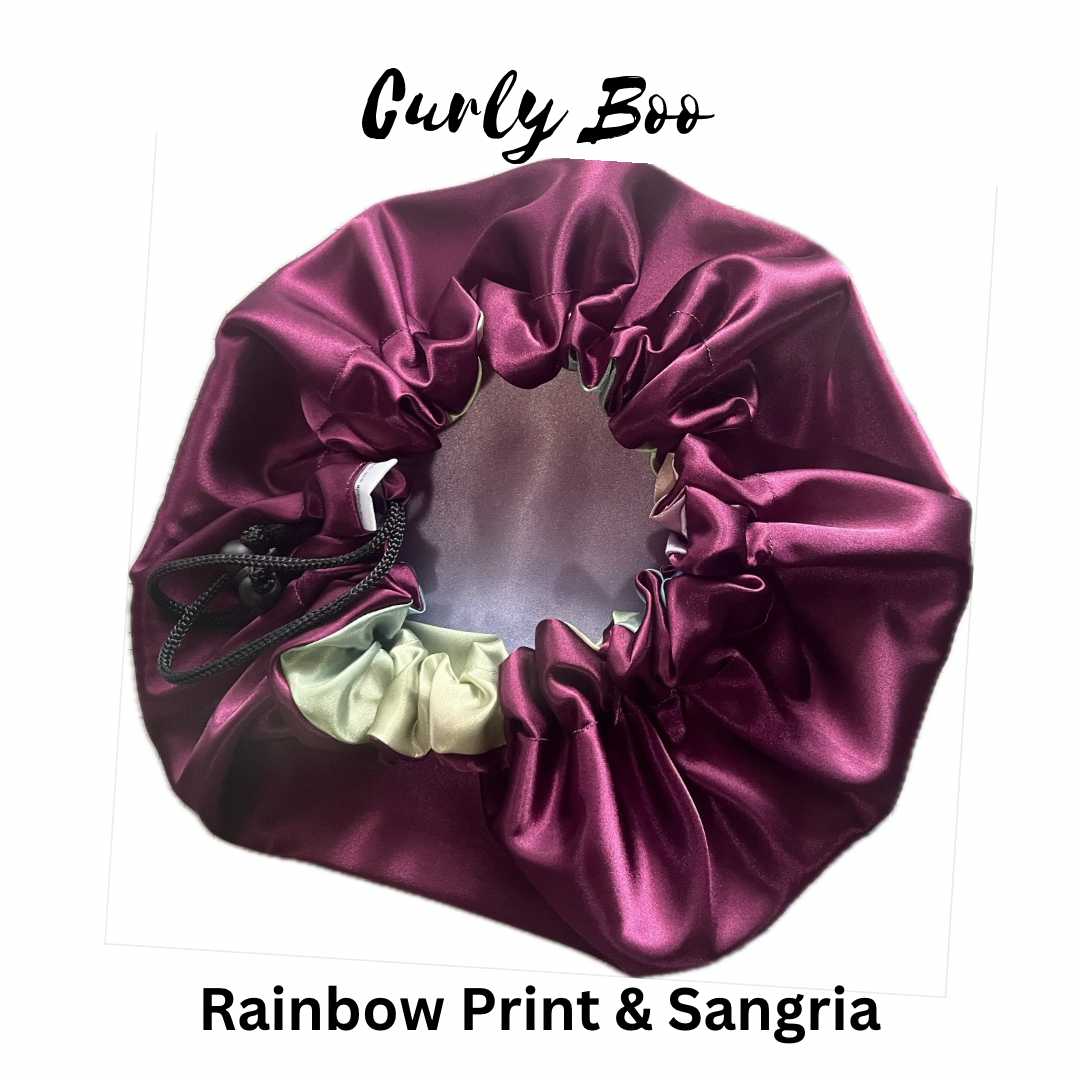 Curly Boo Custom Drawstring Satin Bonnet