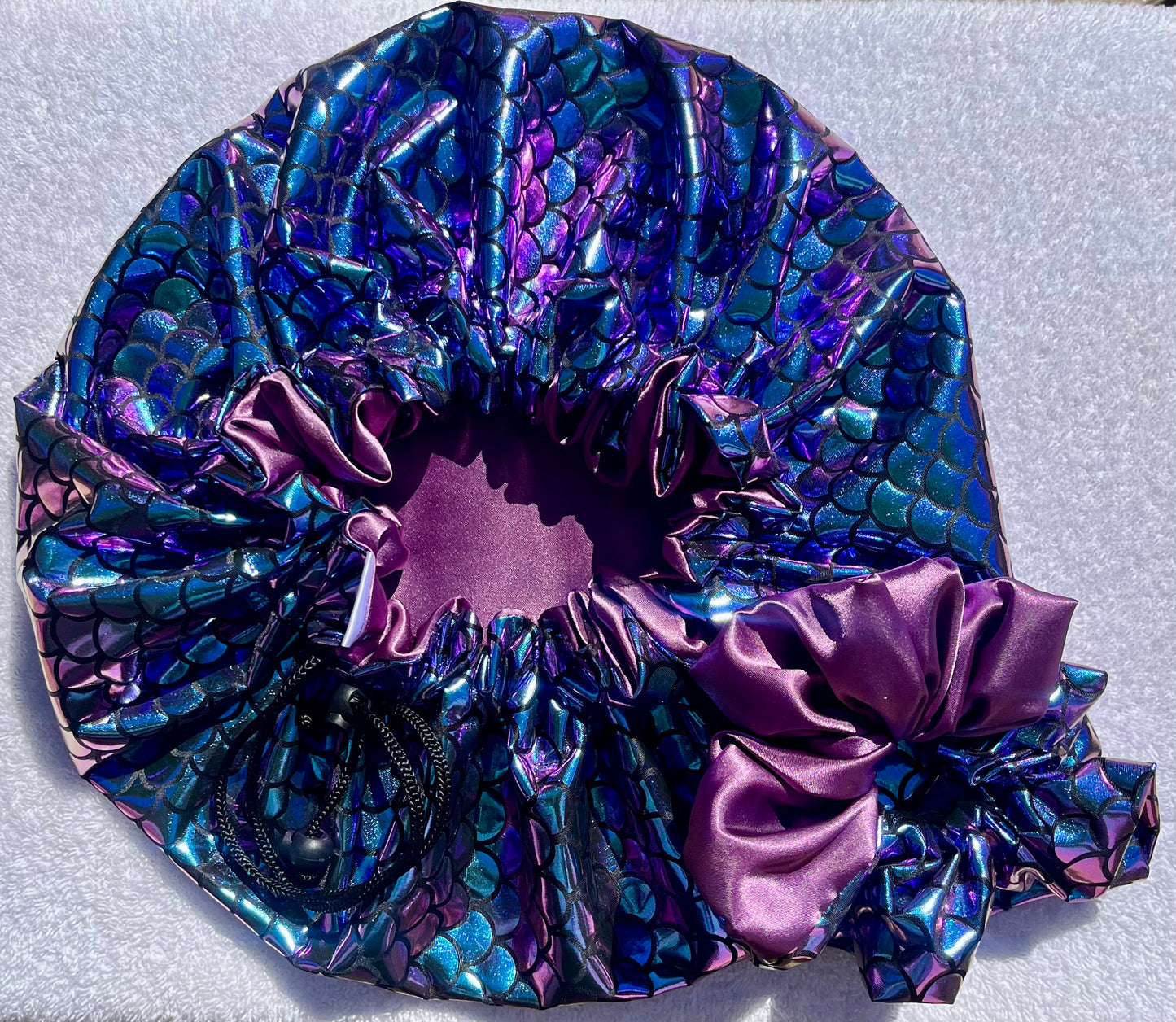 Custom Adjustable Satin Bonnet- Handmade Drawstring Sleep Cap for Curly & Natural Hair by Curly Boo