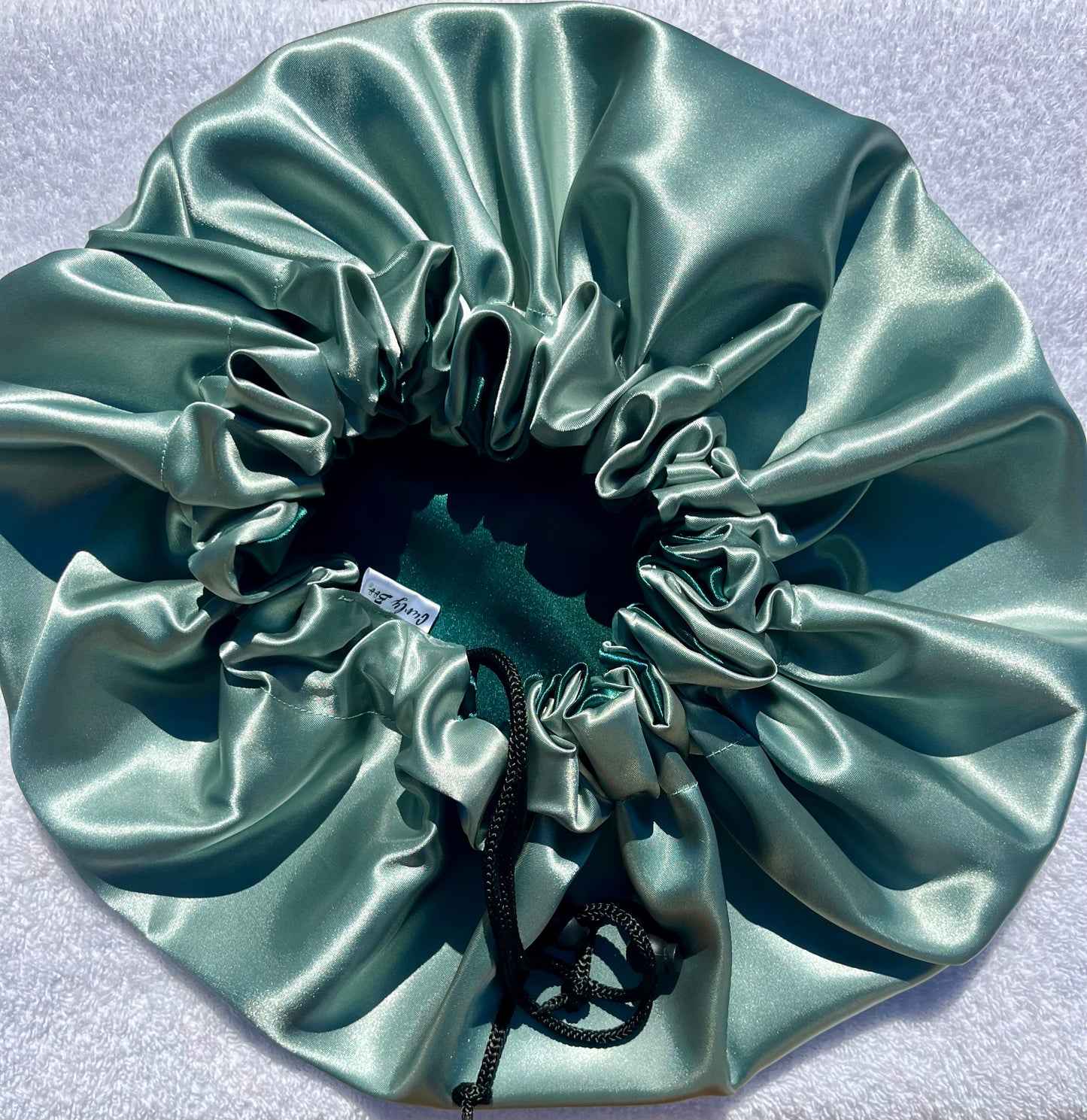 Custom Adjustable Satin Bonnet- Handmade Drawstring Sleep Cap for Curly & Natural Hair by Curly Boo