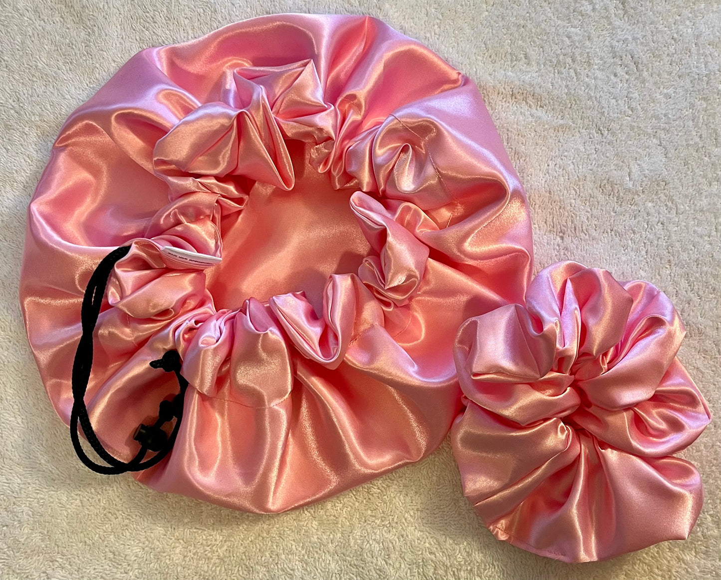 Custom Adjustable Satin Bonnet- Handmade Drawstring Sleep Cap for Curly & Natural Hair by Curly Boo