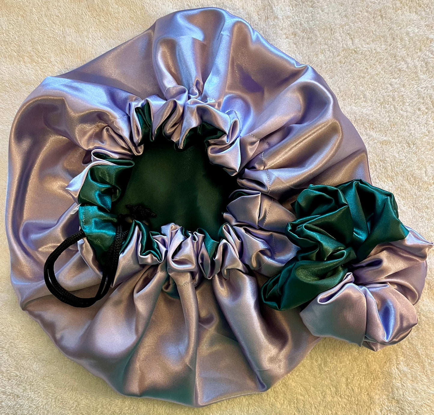 Custom Adjustable Satin Bonnet- Handmade Drawstring Sleep Cap for Curly & Natural Hair by Curly Boo