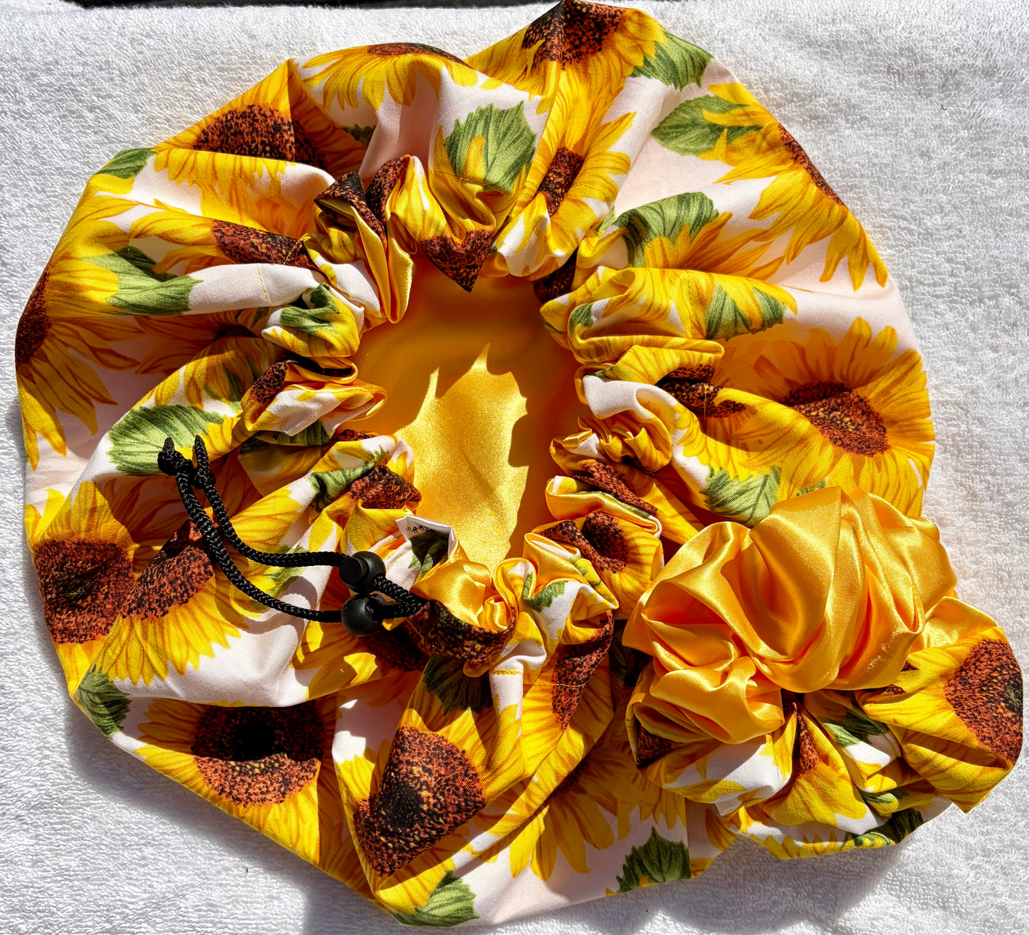 Custom Adjustable Satin Bonnet- Handmade Drawstring Sleep Cap for Curly & Natural Hair by Curly Boo