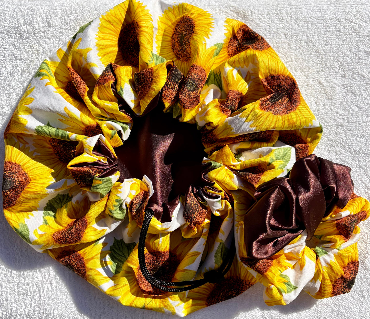 Custom Adjustable Satin Bonnet- Handmade Drawstring Sleep Cap for Curly & Natural Hair by Curly Boo