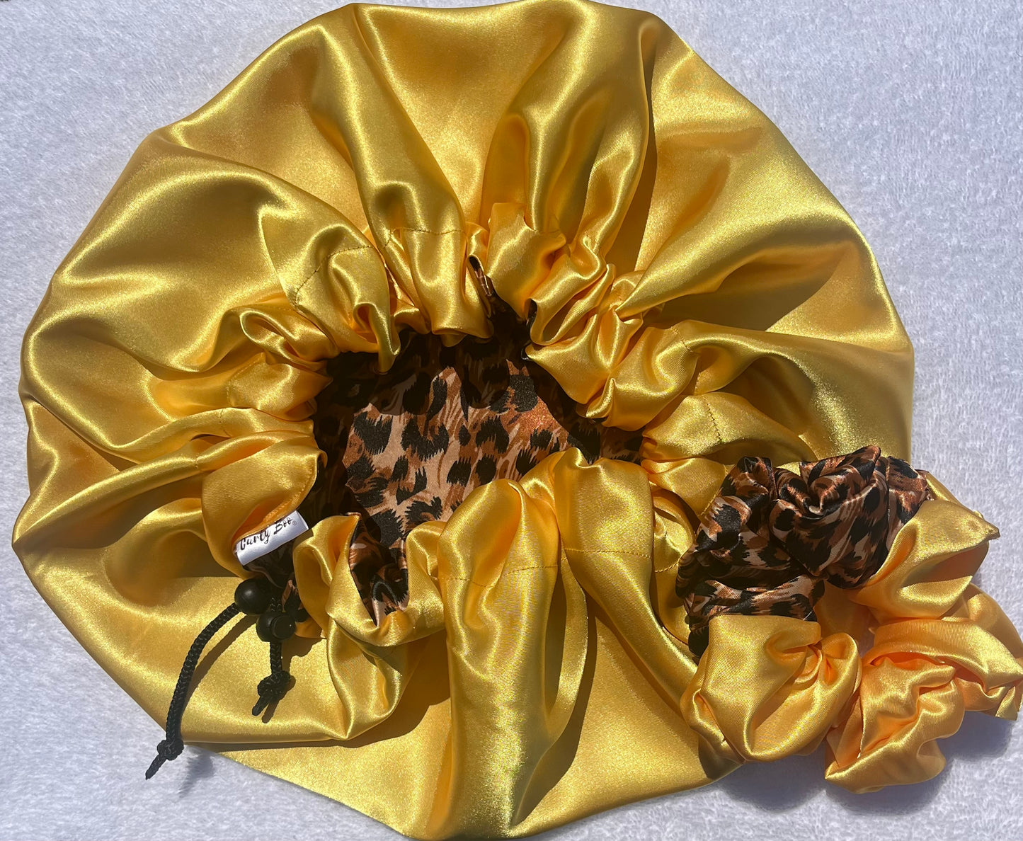 Custom Adjustable Satin Bonnet- Handmade Drawstring Sleep Cap for Curly & Natural Hair by Curly Boo