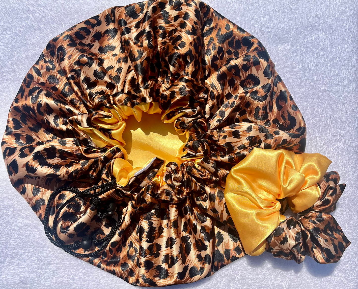 Custom Adjustable Satin Bonnet- Handmade Drawstring Sleep Cap for Curly & Natural Hair by Curly Boo