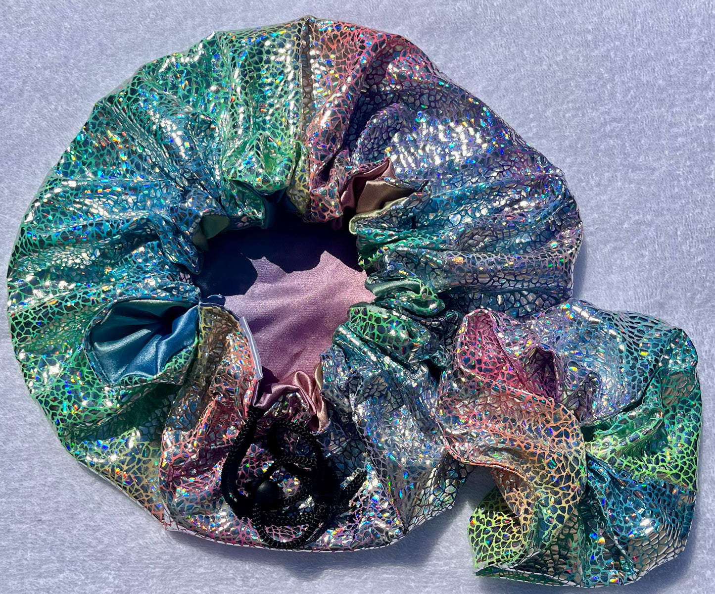 Custom Adjustable Satin Bonnet- Handmade Drawstring Sleep Cap for Curly & Natural Hair by Curly Boo