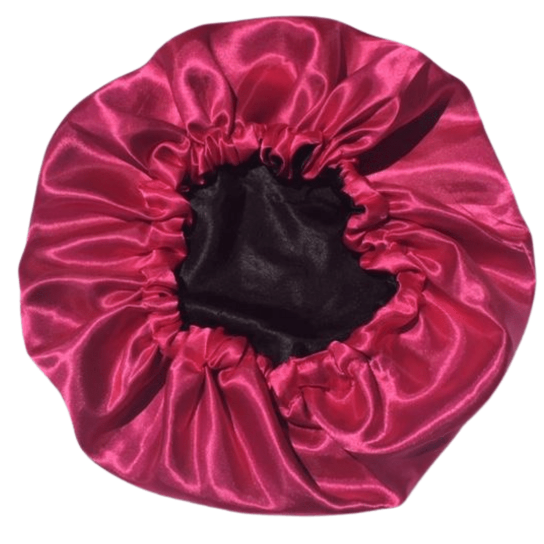Curly Boo Child Satin Bonnet Pink/Black - Child / Small