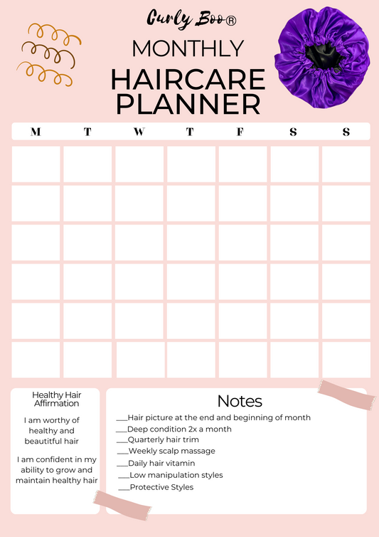Curly Boo Monthly Haircare Planner (digital) - Curly Boo